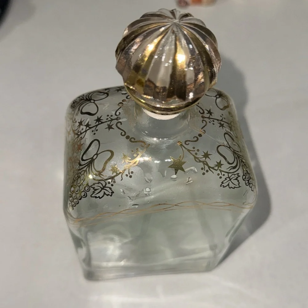 Liquor Bottle Jerez Spain Decanter Georgian style w/ Stopper Gold Lepanto Brandy